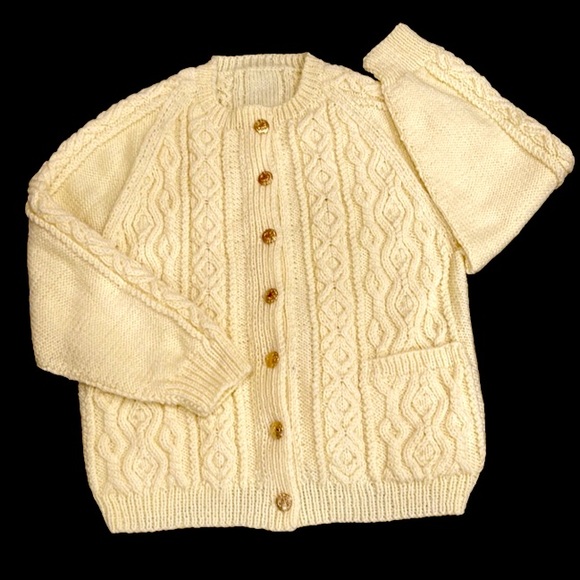Homemade Sweaters - Yellow Chunky Cable Knit Cardigan XL